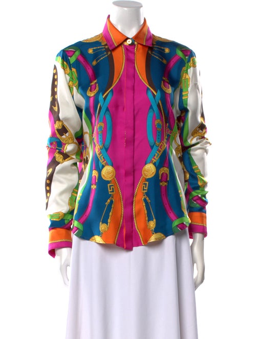 Versace Silk Printed Button-Up Top