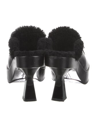 Versace Leather Fur Trim Mules