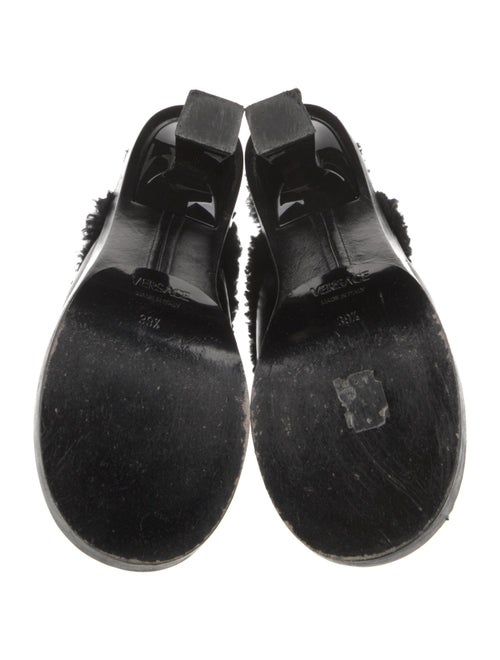 Versace Leather Fur Trim Mules