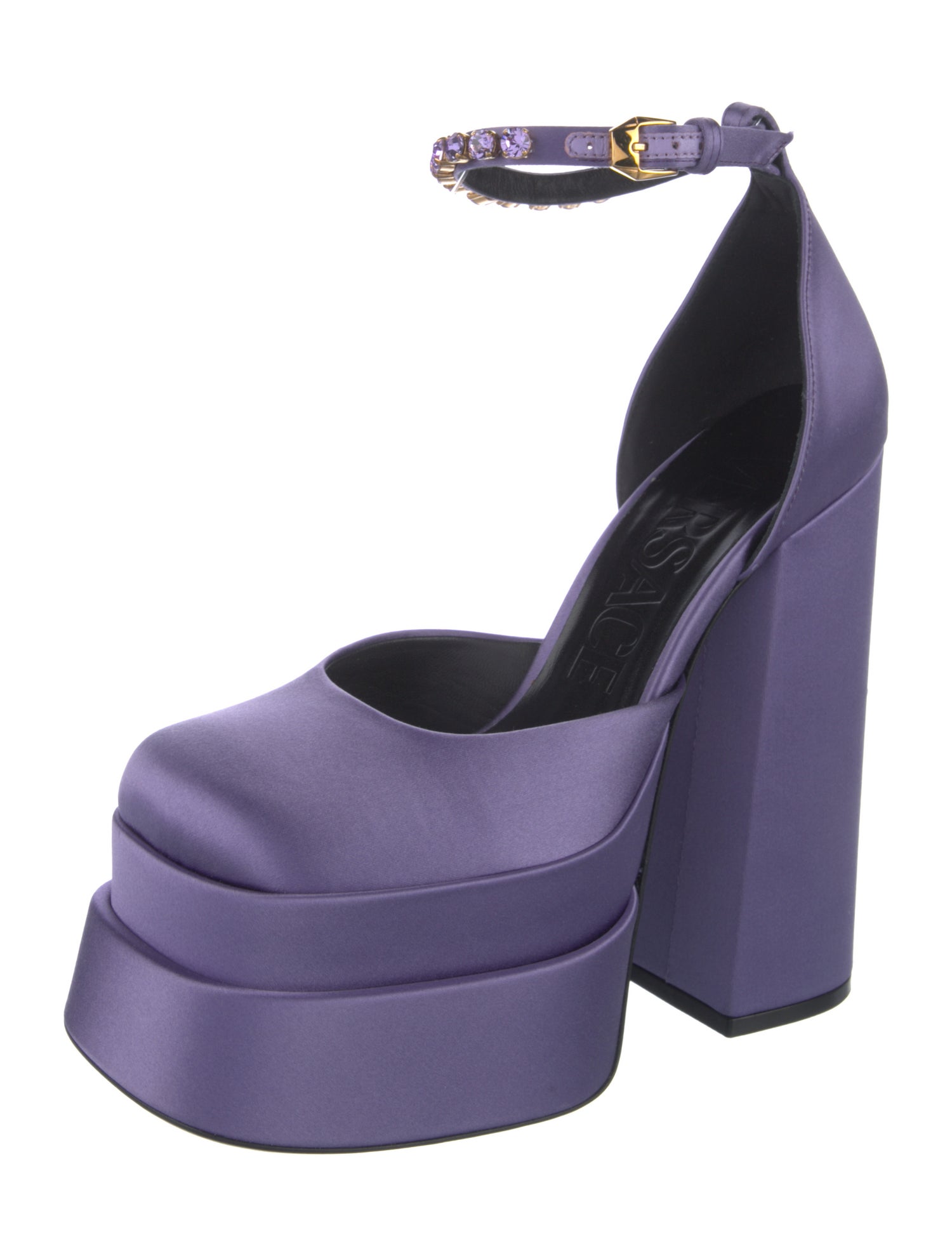 Versace Medusa Insignia Satin D'Orsay Pumps