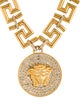 Versace Crystal Medusa Greek Key Pendant Necklace