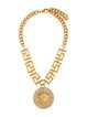 Versace Crystal Medusa Greek Key Pendant Necklace