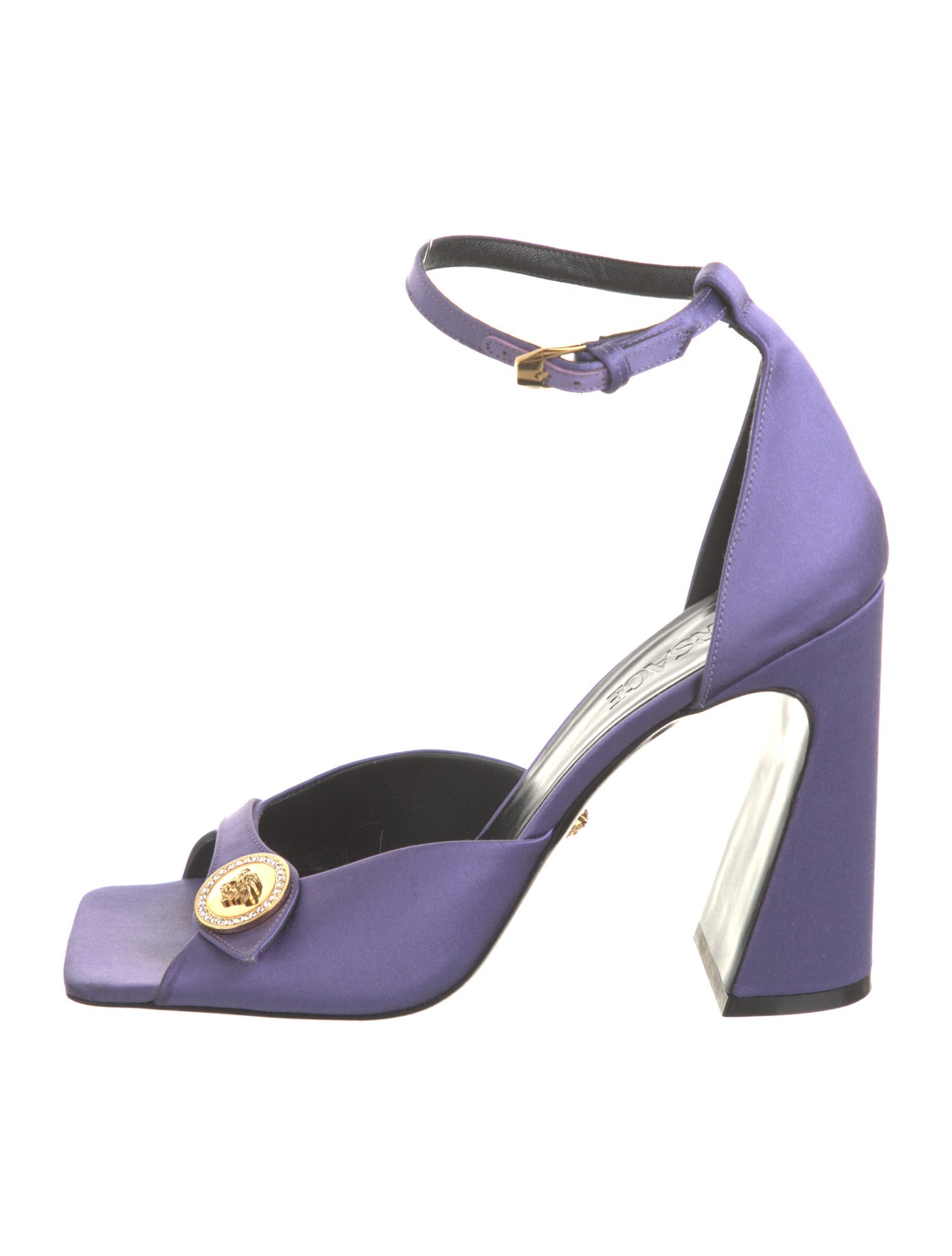 Versace Satin Crystal Embellishments Sandals