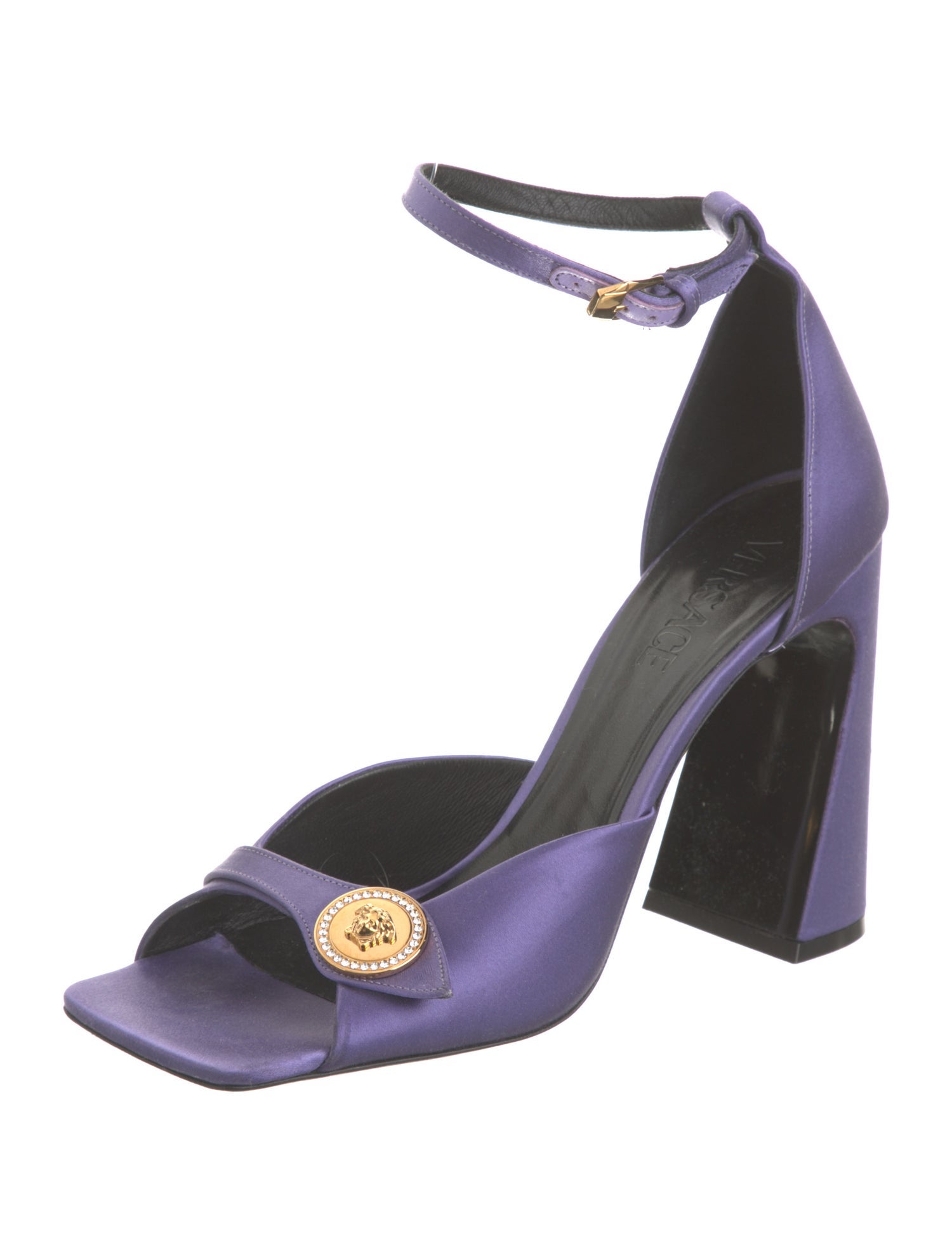 Versace Satin Crystal Embellishments Sandals