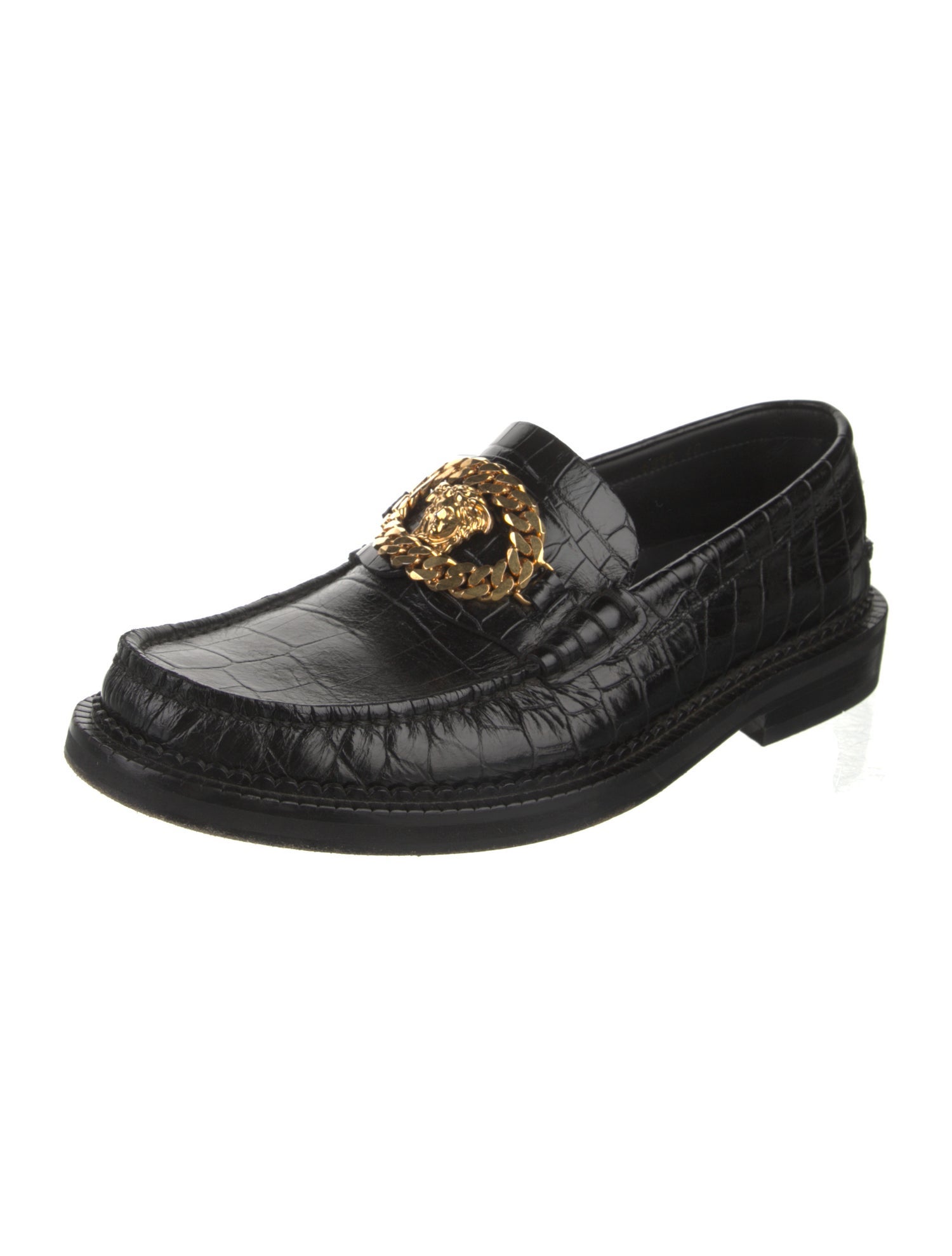 Versace Medusa Insignia Leather Dress Loafers