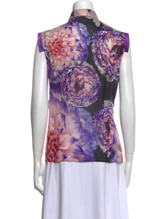 Versace Silk Floral Print Button-Up Top