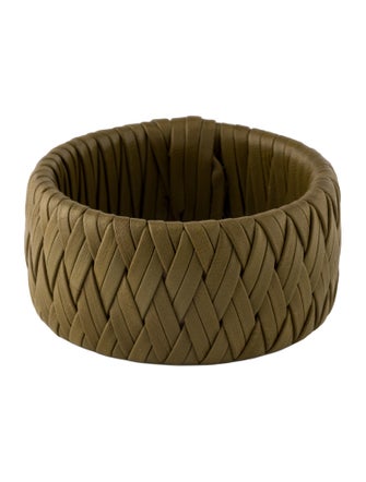 Versace Leather Woven Bangle Bracelet