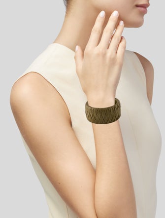 Versace Leather Woven Bangle Bracelet