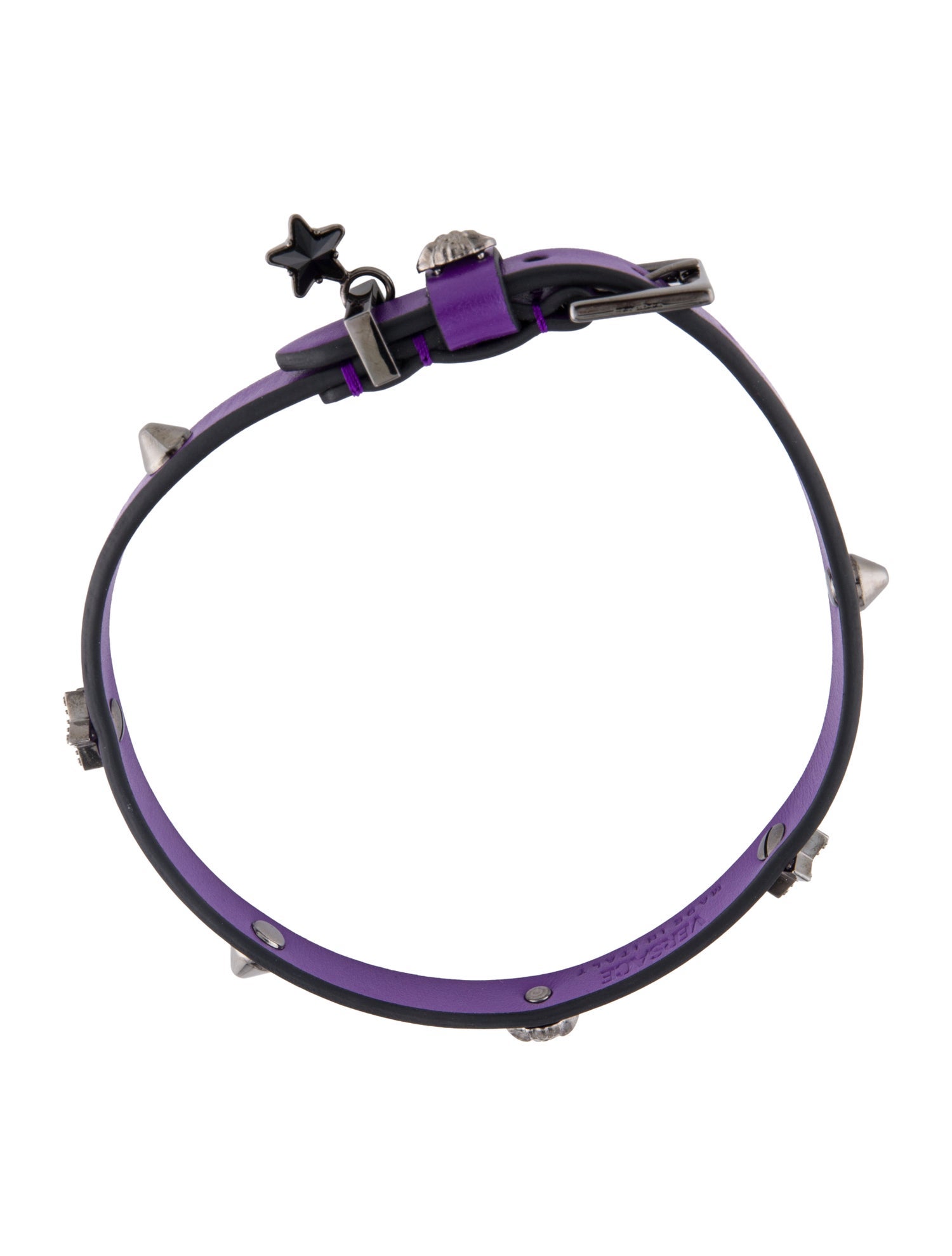 Versace Leather & Studded Medusa Choker Necklace