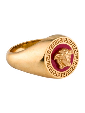 Versace Enamel Medusa Medallion Cocktail Ring