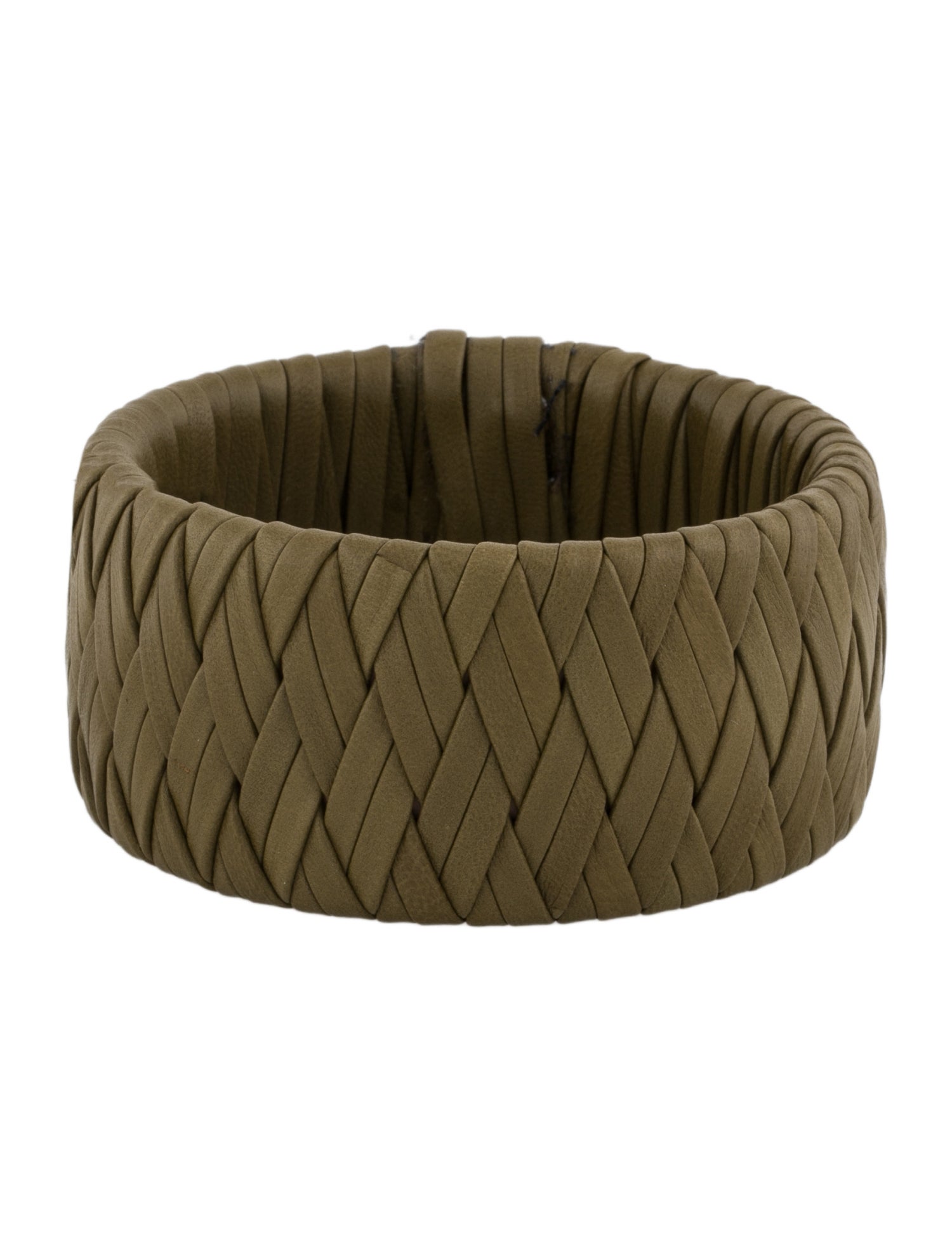 Versace Woven Leather Wide Bangle Bracelet