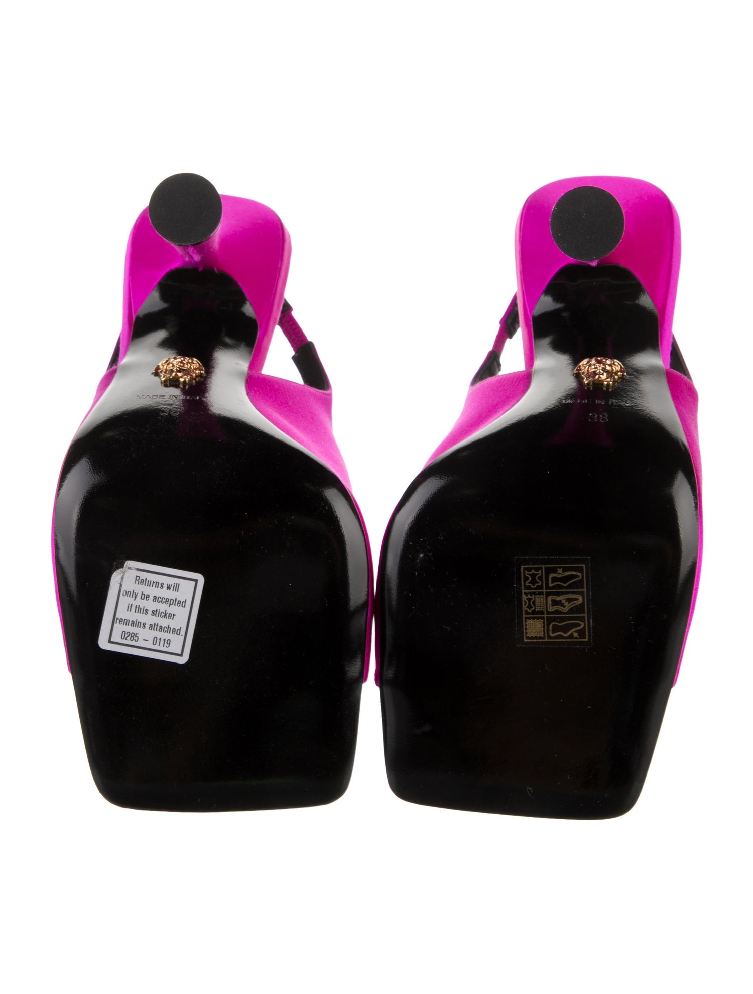 Versace Satin Crystal Embellishments Slingback Sandals