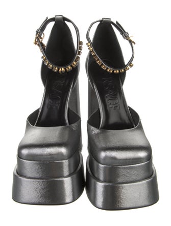 Versace Medusa Insignia Crystal Embellishments D'Orsay Pumps