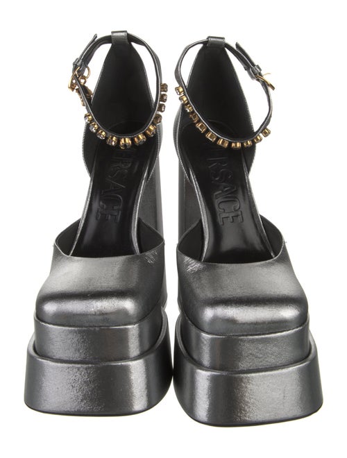 Versace Medusa Insignia Crystal Embellishments D'Orsay Pumps
