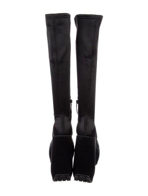 Versace Satin Leather Trim Embellishment Sock Boots