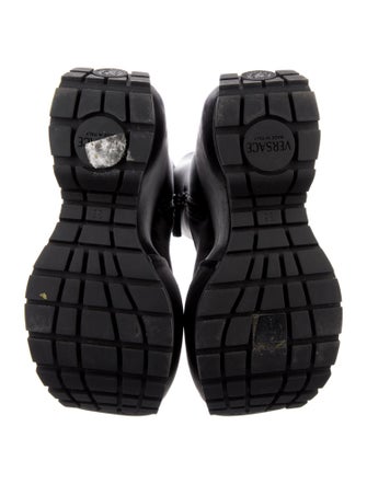 Versace Satin Leather Trim Embellishment Sock Boots