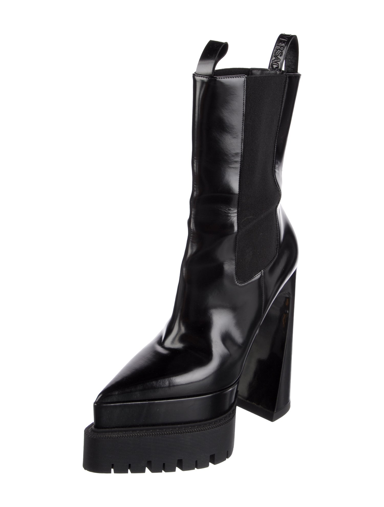 Versace Medusa Insignia Leather Chelsea Boots