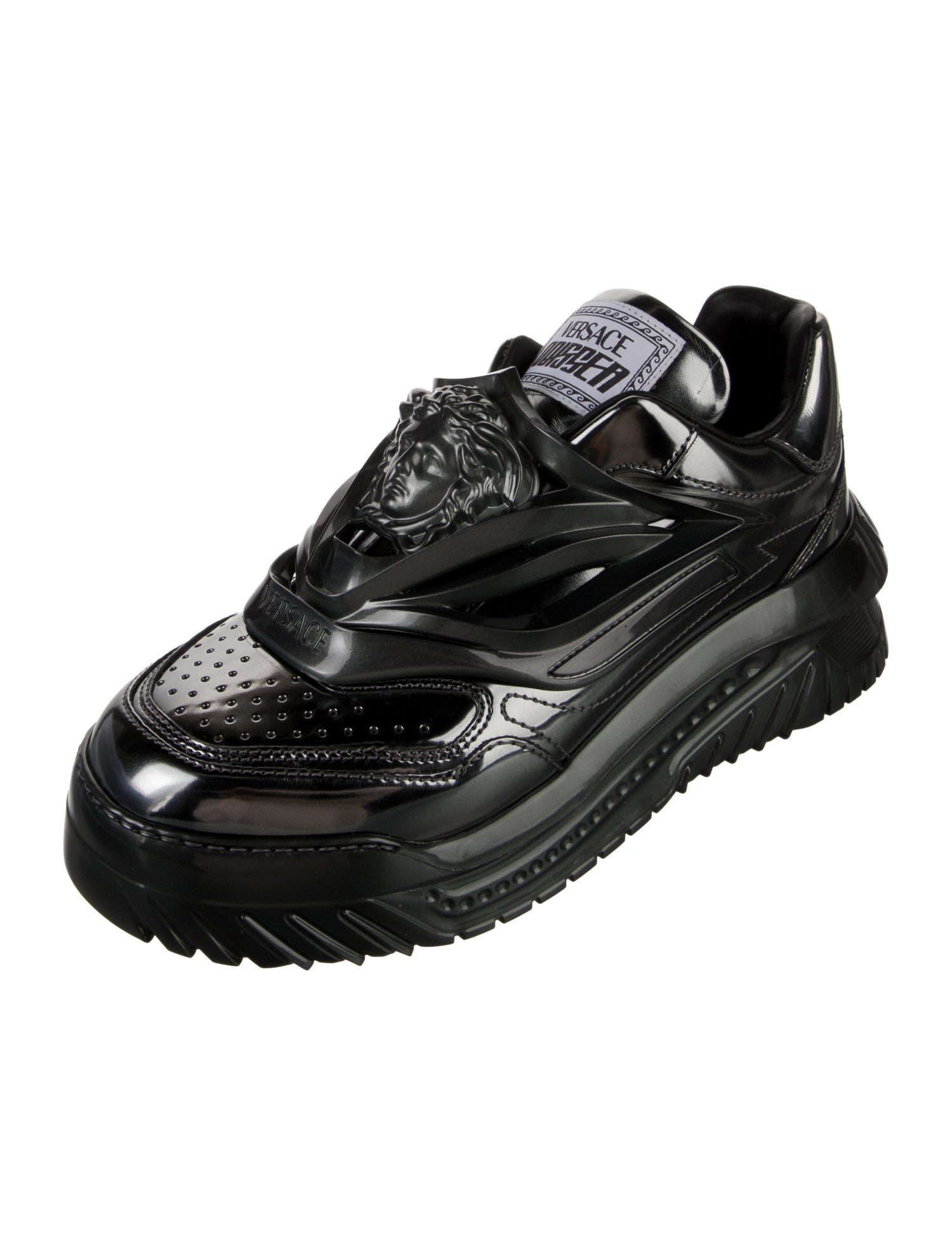 Versace Patent Leather Lasercut Accents Sneakers w/ Tags