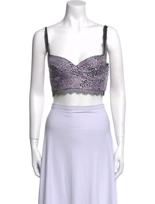Versace Silk Square Neckline Crop Top