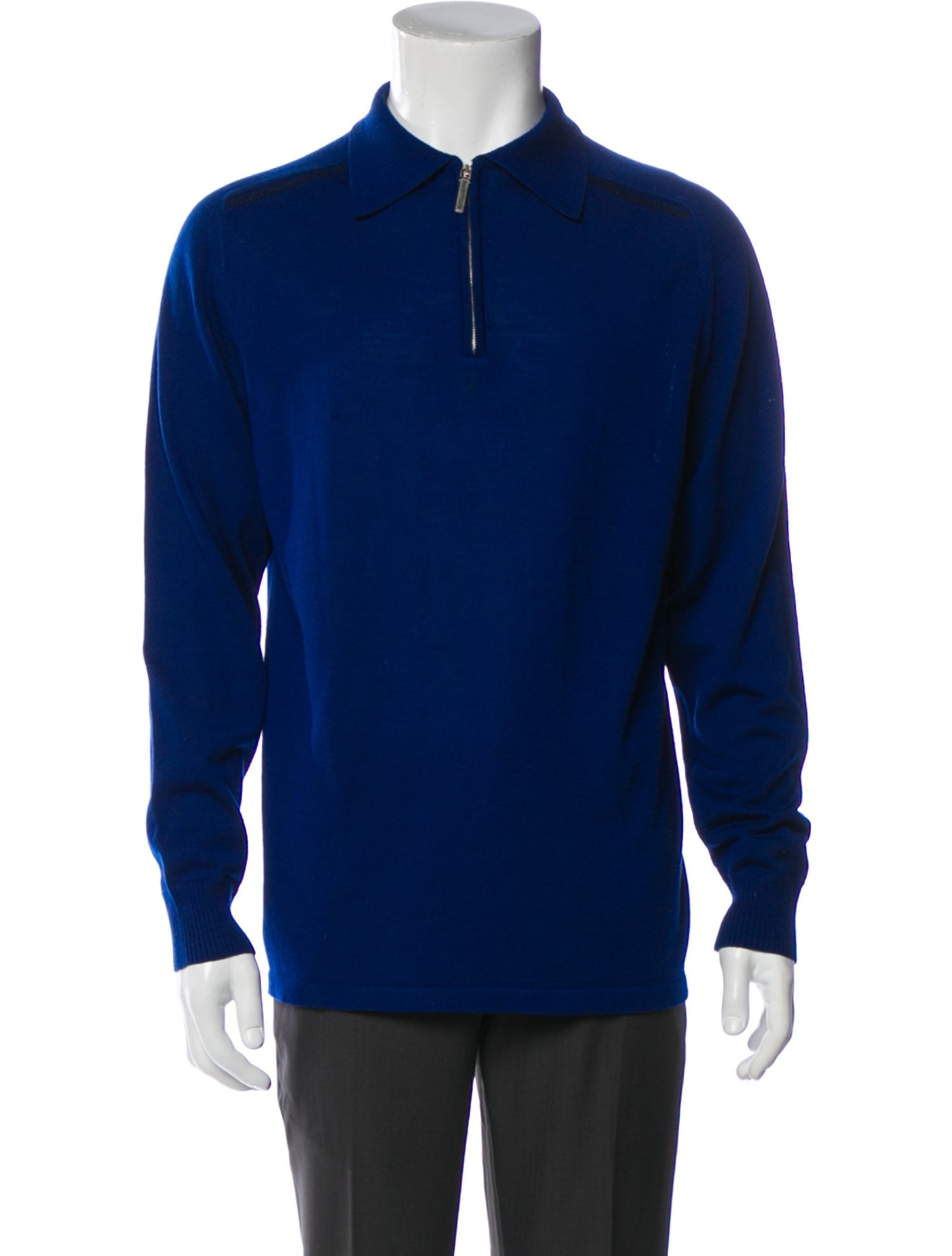 Versace Wool Mock Neck Polo Sweater