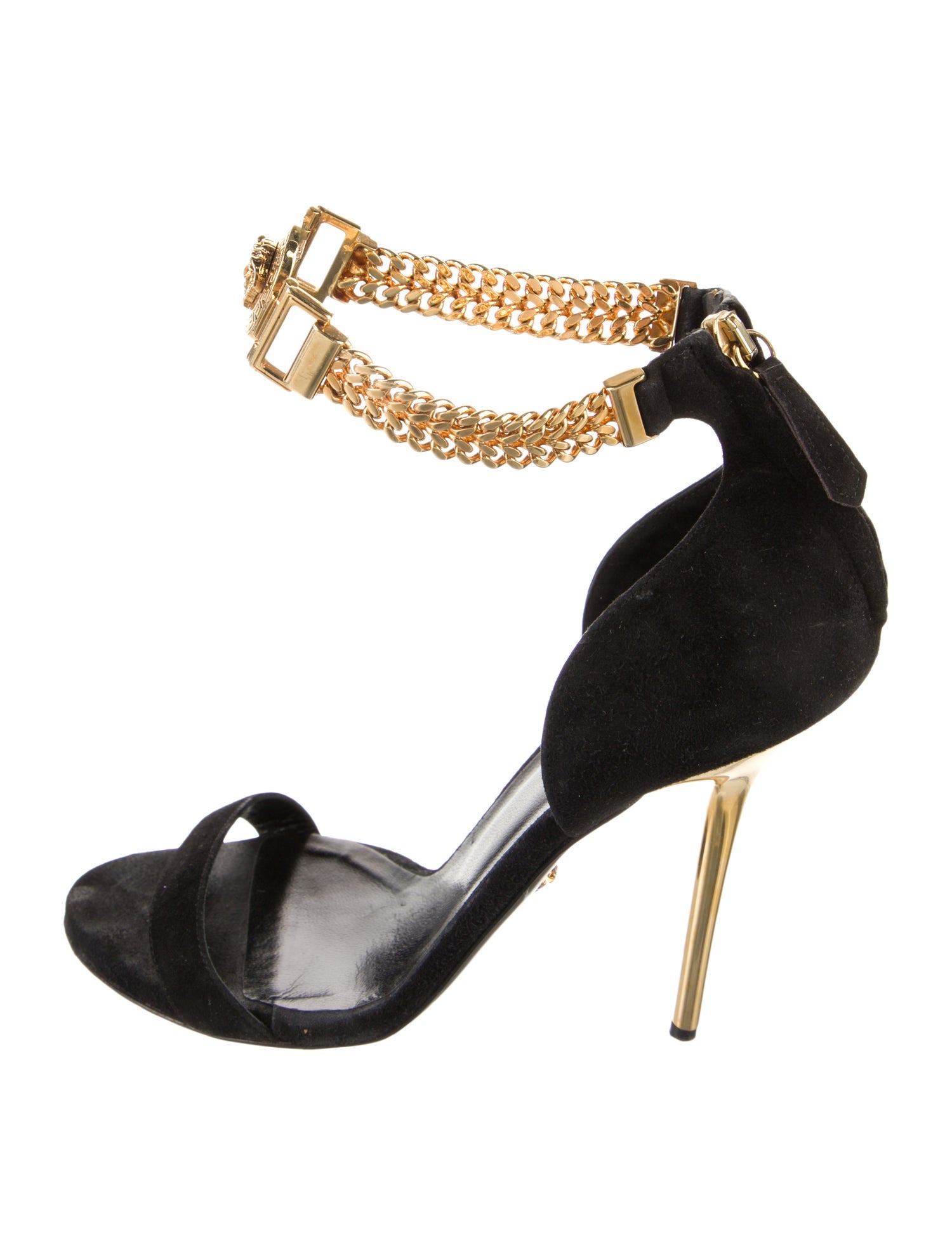 Versace Medusa Insignia Suede Sandals