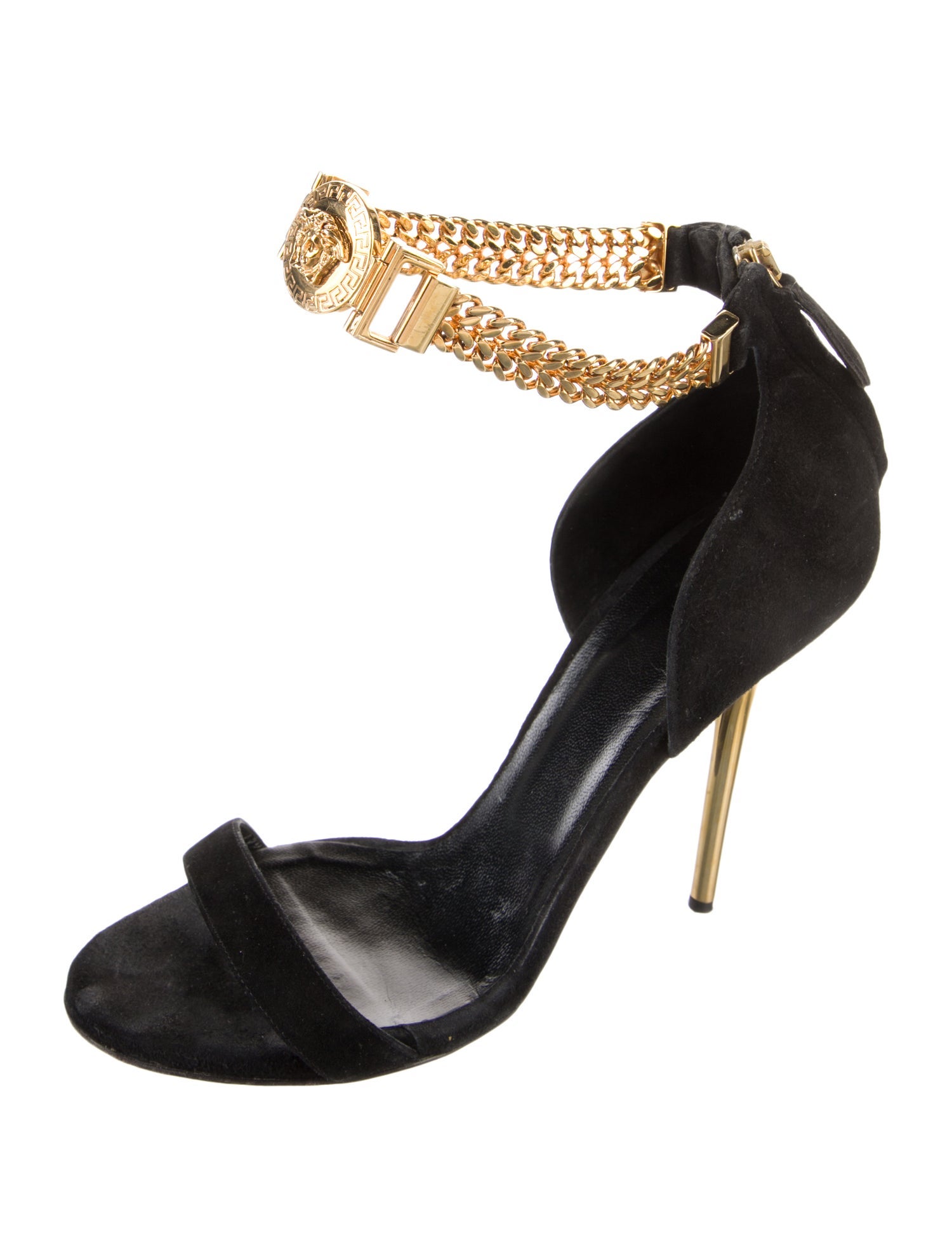 Versace Medusa Insignia Suede Sandals