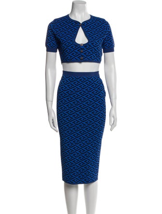 Versace Printed Keyhole Accent Skirt Set