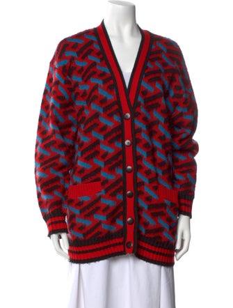 Versace Printed V-Neck Sweater