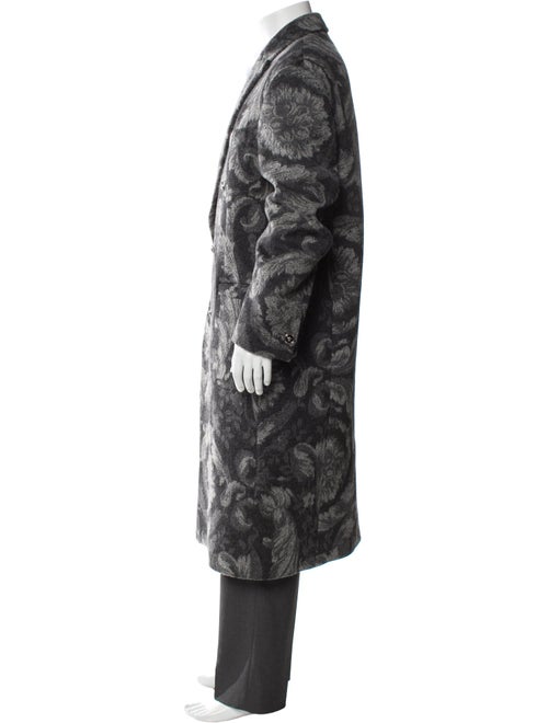 Versace Virgin Wool Floral Print Overcoat