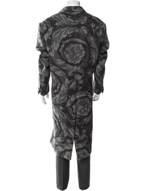 Versace Virgin Wool Floral Print Overcoat