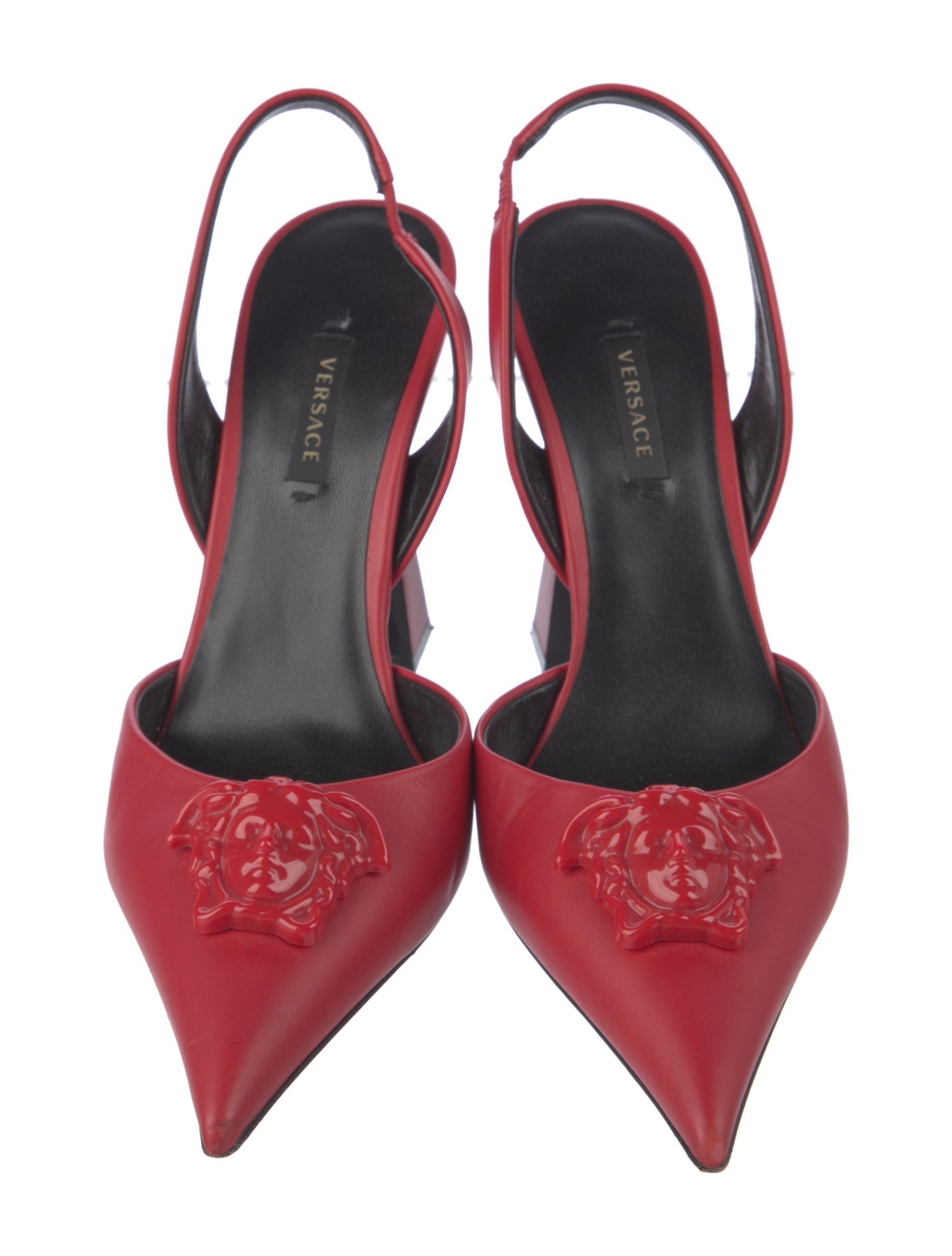 Versace Medusa Insignia Leather Slingback Pumps