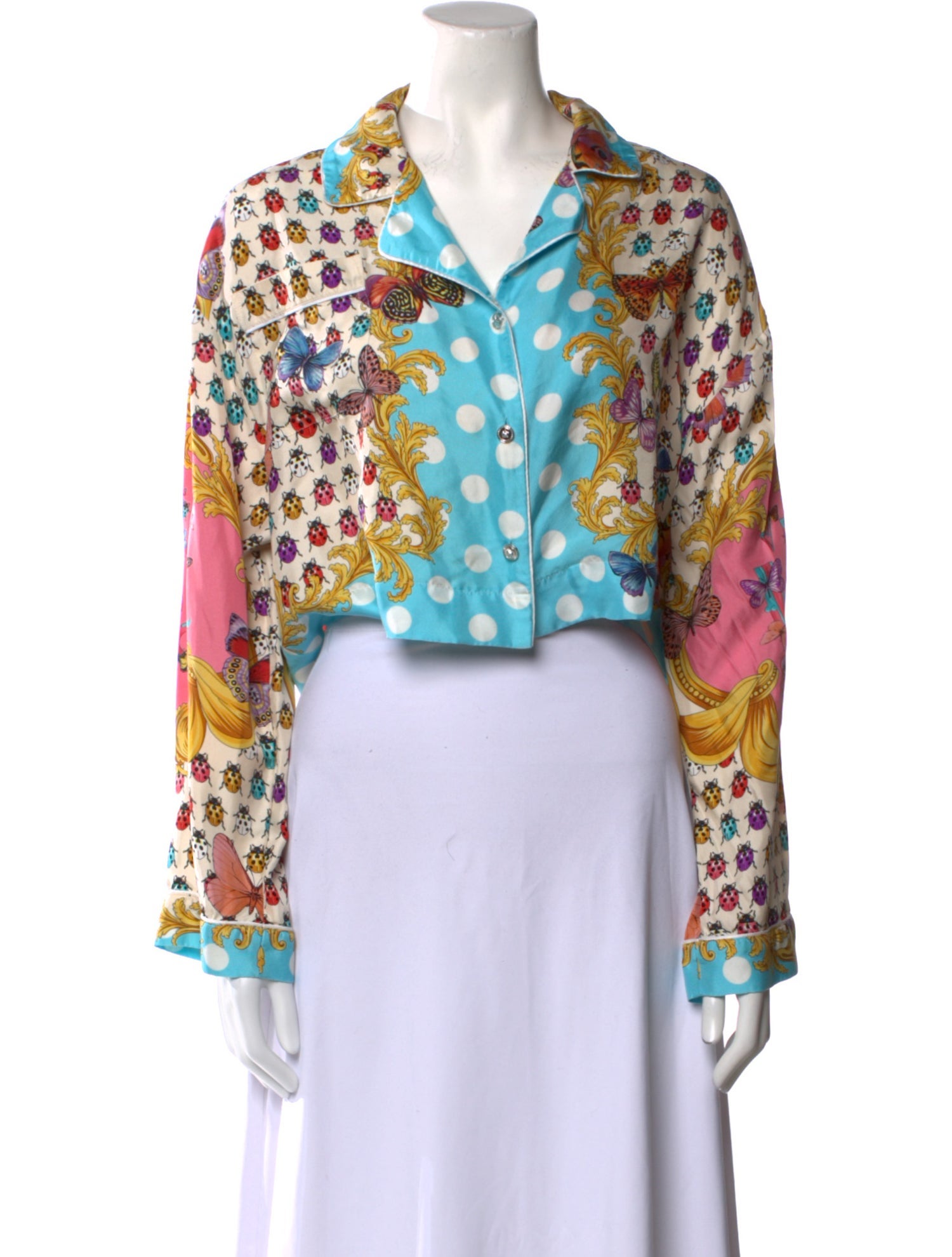 Versace Silk Printed Crop Top