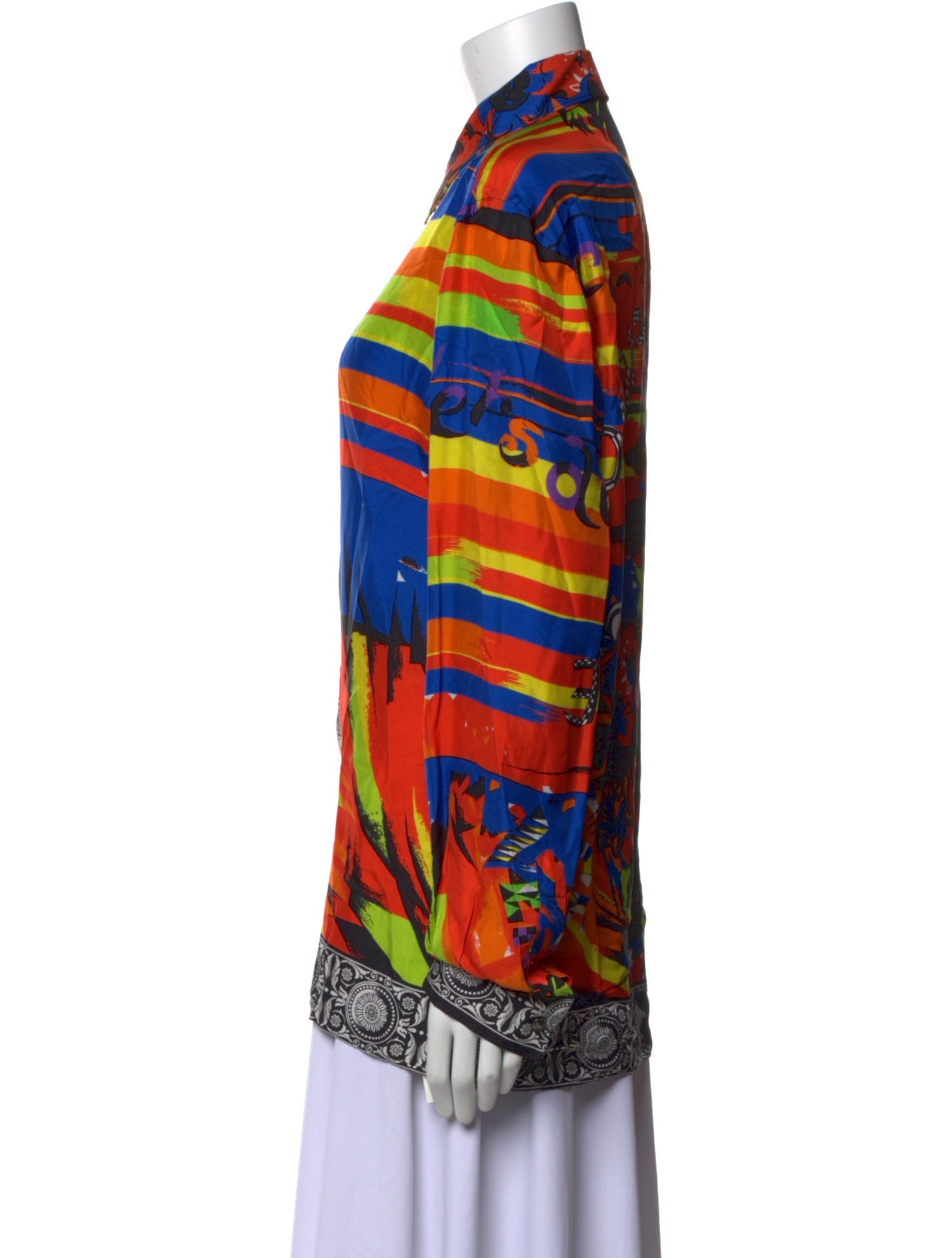 Versace Silk Printed Button-Up Top