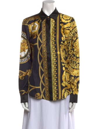 Versace Silk Printed Button-Up Top w/ Tags