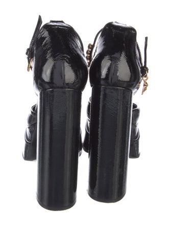 Versace Patent Leather Crystal Embellishments D'Orsay Pumps