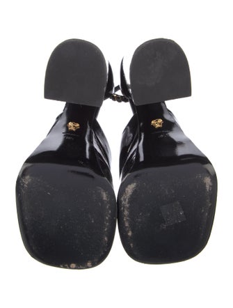 Versace Patent Leather Crystal Embellishments D'Orsay Pumps