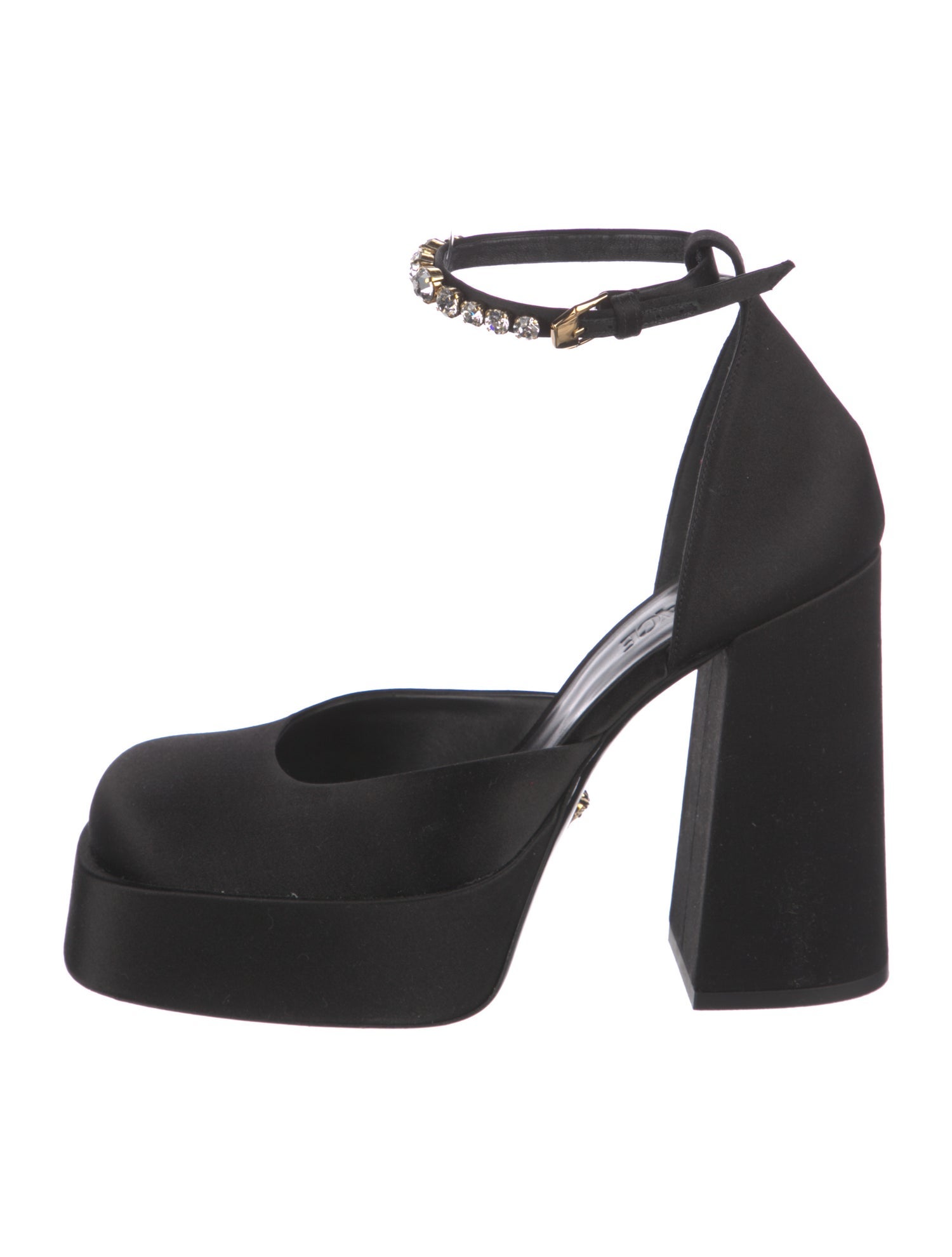 Versace Satin Crystal Embellishments D'Orsay Pumps