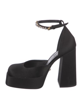 Versace Satin Crystal Embellishments D'Orsay Pumps
