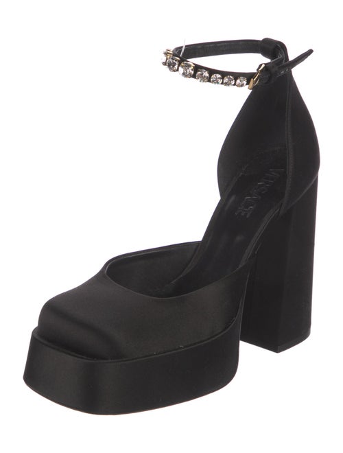 Versace Satin Crystal Embellishments D'Orsay Pumps
