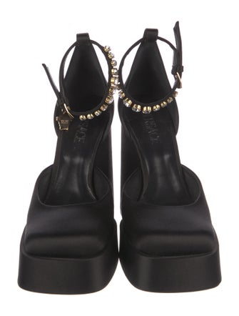 Versace Satin Crystal Embellishments D'Orsay Pumps
