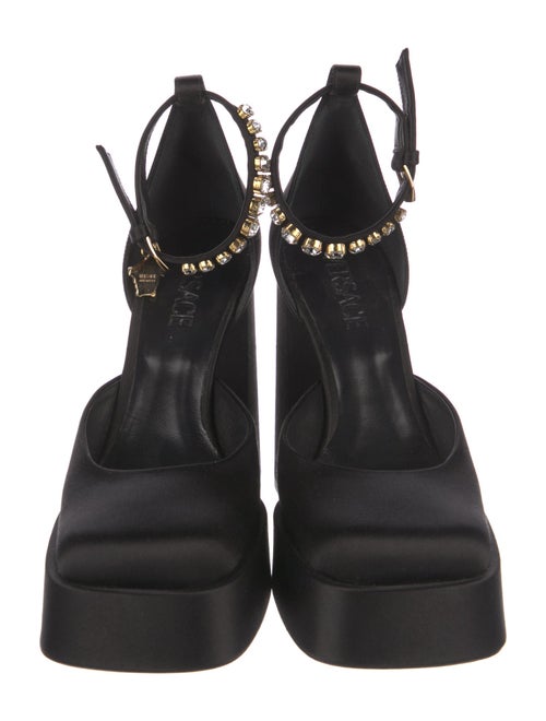 Versace Satin Crystal Embellishments D'Orsay Pumps