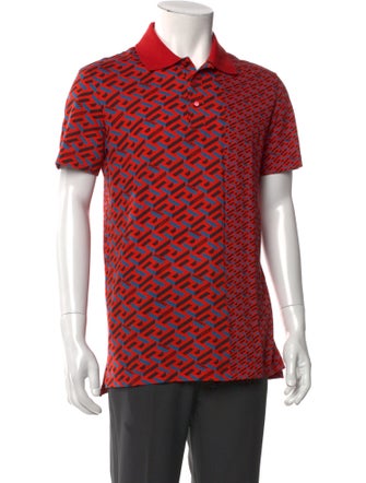 Versace Printed Crew Neck Polo Shirt