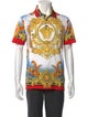Versace Printed V-Neck Polo Shirt