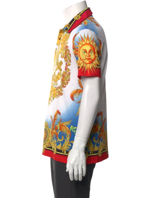 Versace Printed V-Neck Polo Shirt