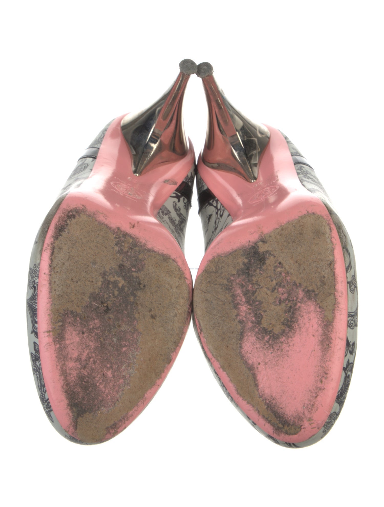 Versace Leather Floral Print Pumps