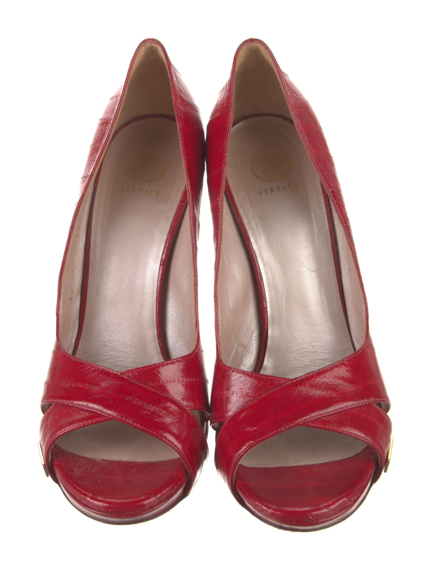 Versace Signature Logo Leather Slingback Sandals