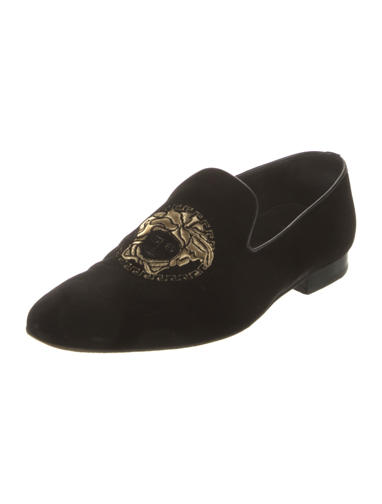Versace Medusa Insignia Velvet Loafers