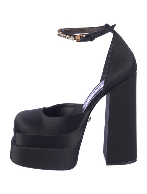 Versace Satin Crystal Embellishments D'Orsay Pumps