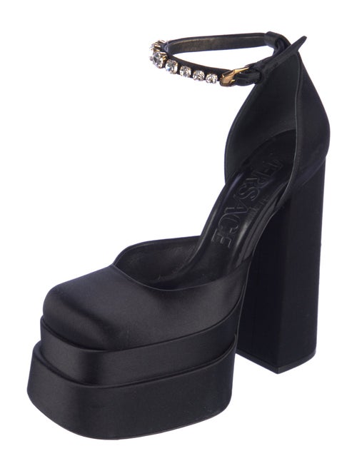 Versace Satin Crystal Embellishments D'Orsay Pumps