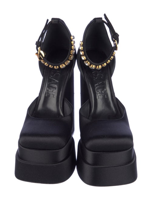 Versace Satin Crystal Embellishments D'Orsay Pumps
